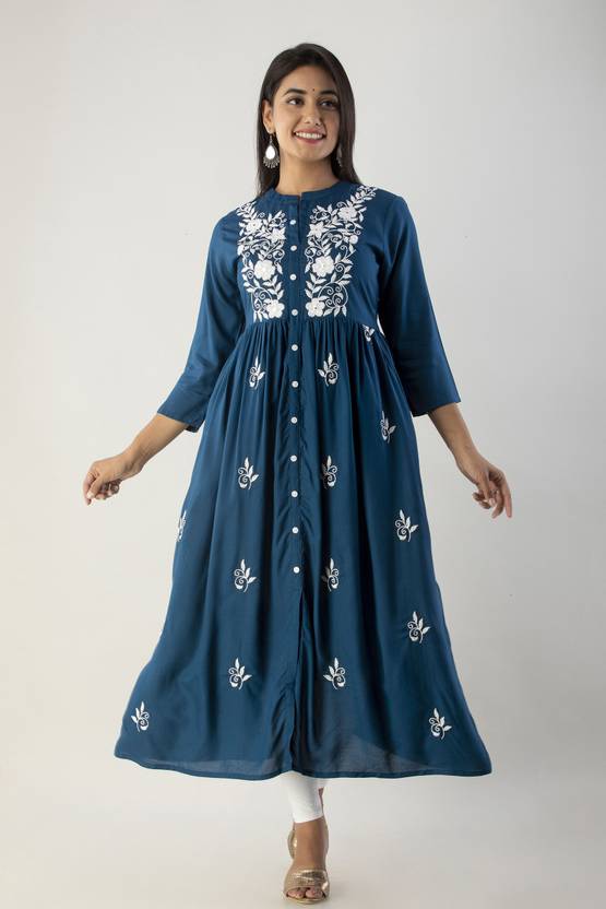 ANANDITA Embroidered Viscose Rayon Anarkali Kurta for Women