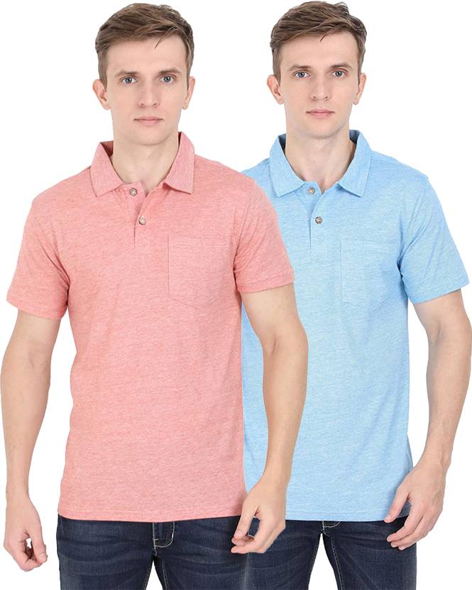 ECOLINE Clothing Solid Men Polo Neck Multicolor T-Shirt