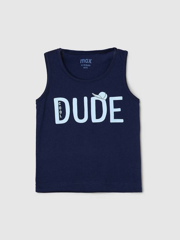MAX Baby Boys Typography, Printed Pure Cotton Regular T Shirt