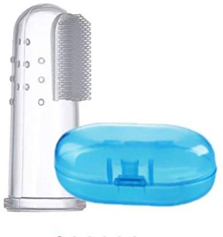 Gentle e kart ® Soft Bristle Baby Teething Gum Massager Transparent Silicone Finger Brush Soft Toothbrush