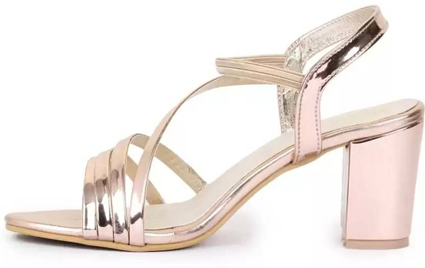 Women Pink, Gold Heels Sandal