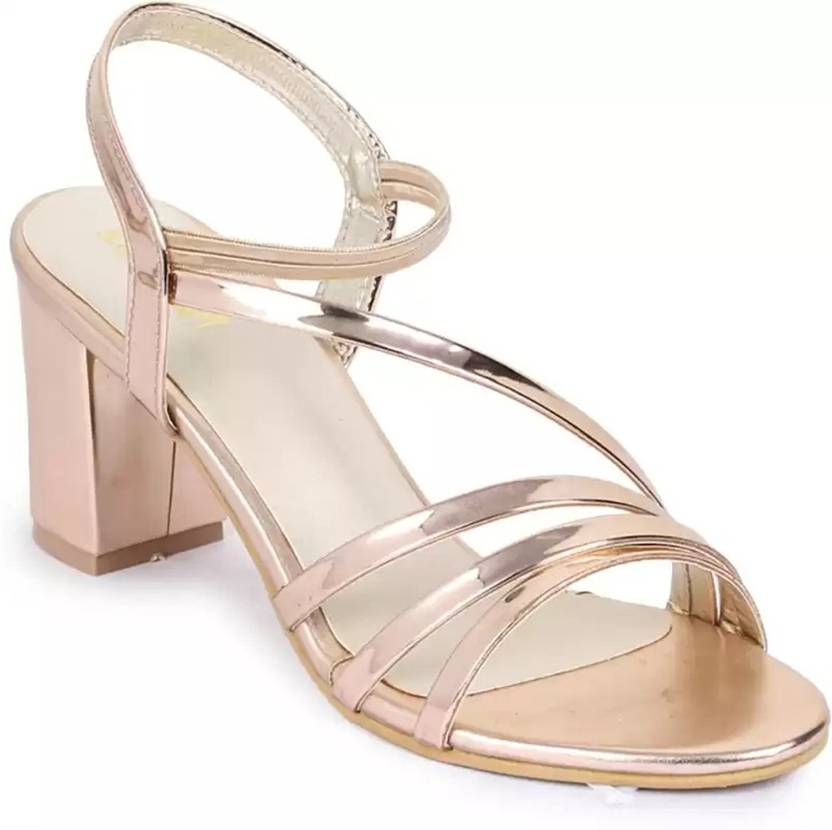 Women Pink, Gold Heels Sandal