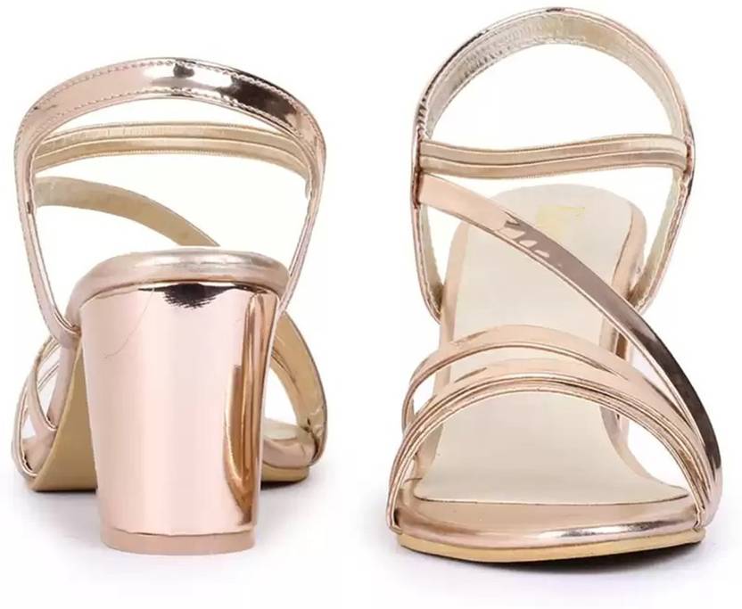 Women Pink, Gold Heels Sandal