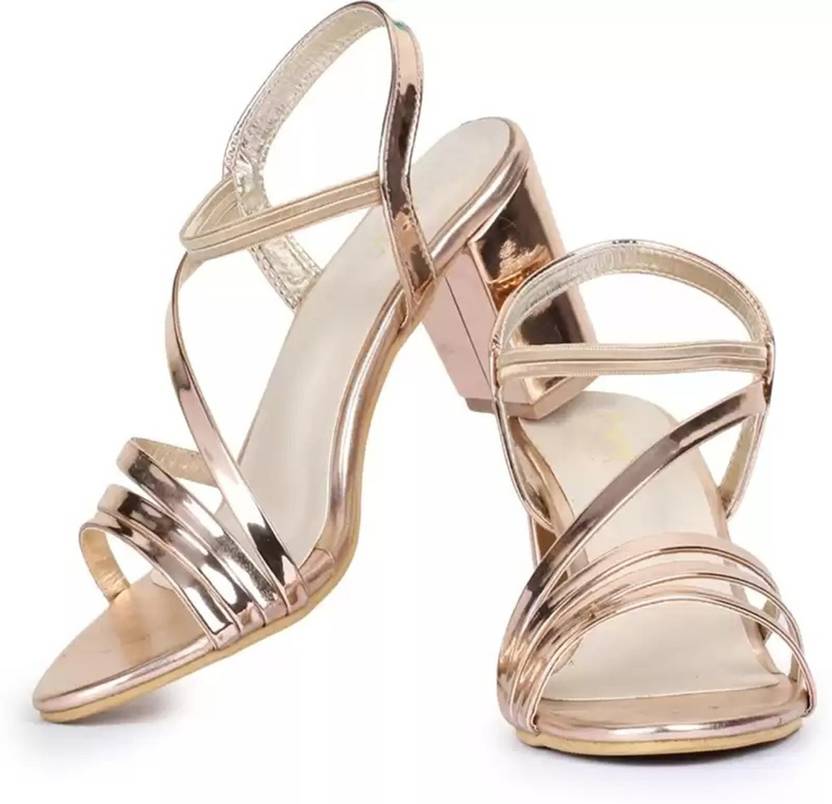 Women Pink, Gold Heels Sandal