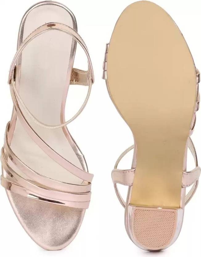Women Pink, Gold Heels Sandal
