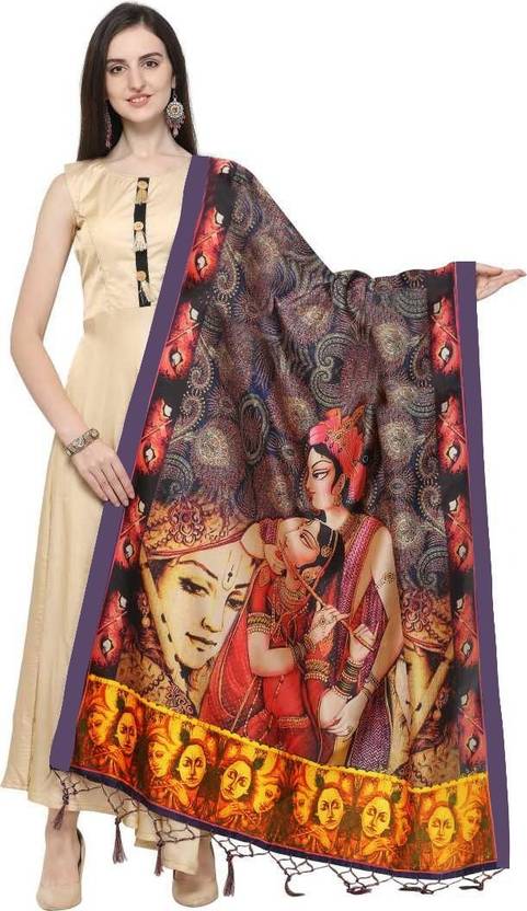 Bloviate Silk Blend Printed Multicolor Women Dupatta