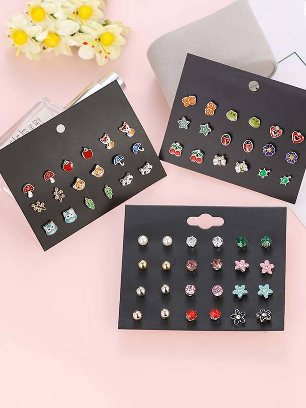 Latest Design Stylish 30 Pairs Fusion Combo Stud Earrings For Women and Girlsâ¦ Alloy Stud Earring