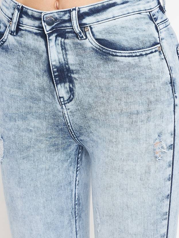 Women Skinny Mid Rise Light Blue Jeans