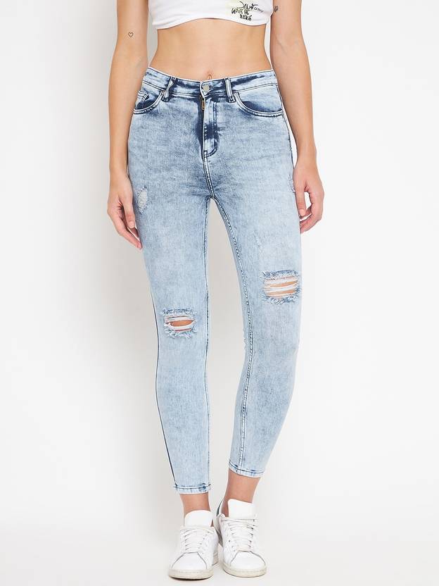 Women Skinny Mid Rise Light Blue Jeans