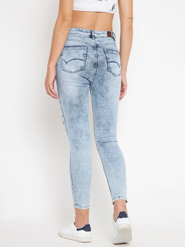 Women Skinny Mid Rise Light Blue Jeans