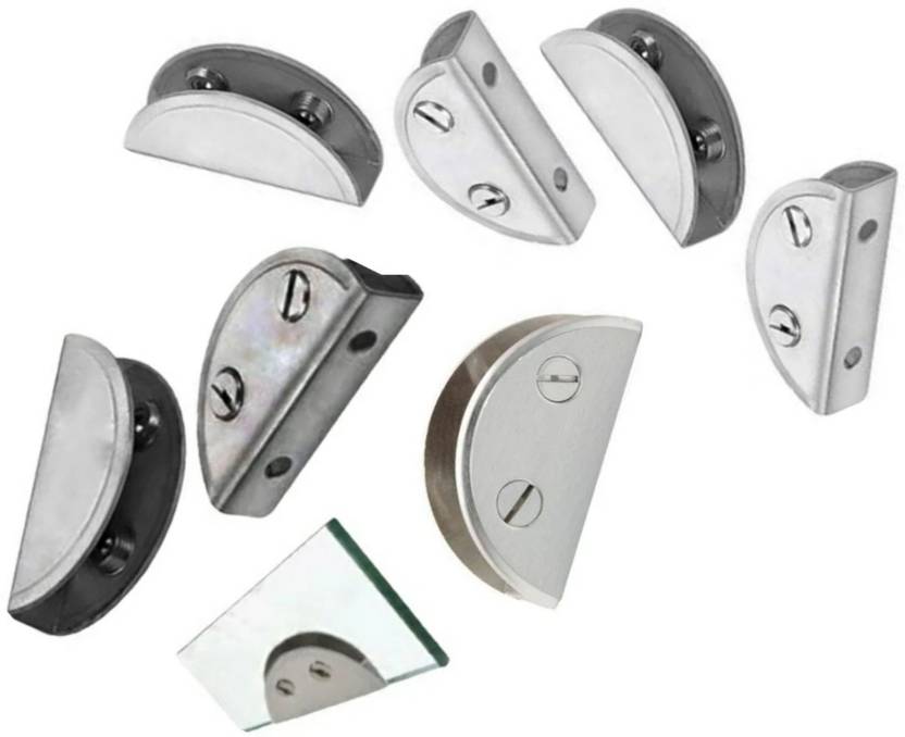 Protex Stainless Steel D Type Glass Shelf Bracket Support 12MM Pack of