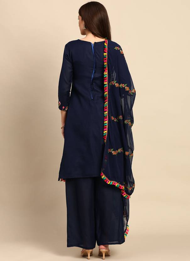 Unstitched Cotton Salwar Suit Material Embroidered