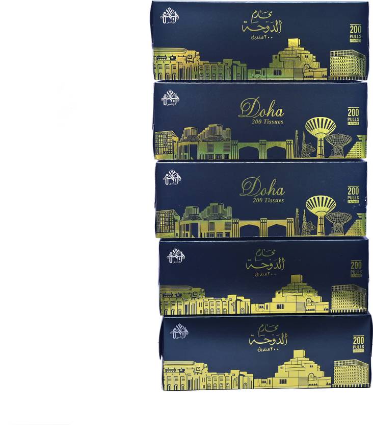 MG DOHA face tissue 5 IN 1 200 PULL TISSUES 2 PLY (1000 SHEET PACK OF 5
