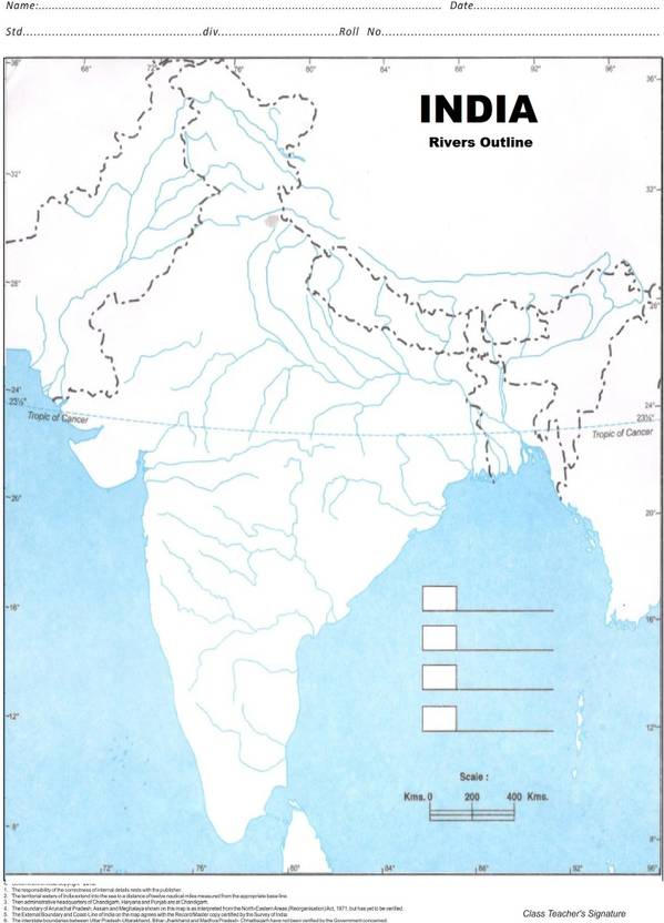 India State Ap Rivers India Rivers map (100 Nos)| A4 Size Multipurpose map For School/College ...