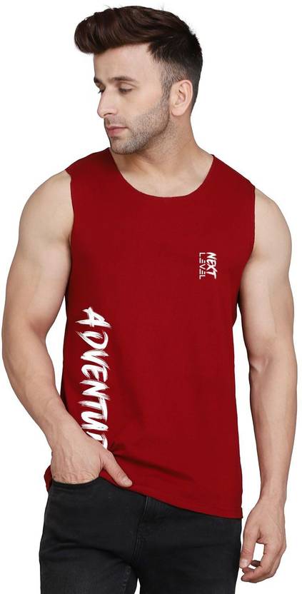 SLOWLORIS Men Typography Round Neck Cotton Blend Maroon T-Shirt