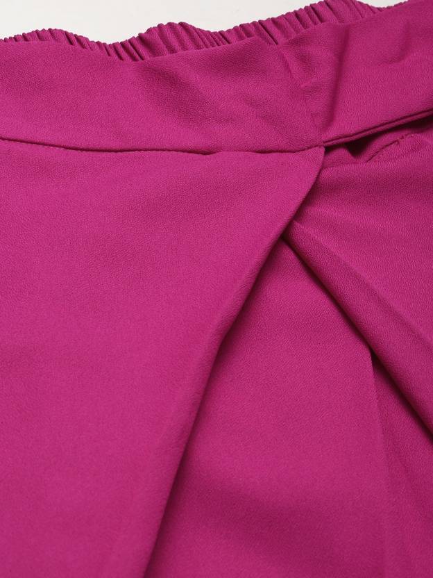 Women Regular Fit Pink Viscose Rayon Trousers