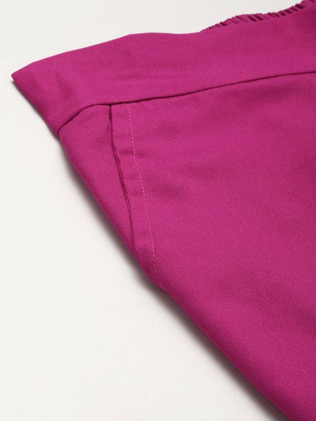 Women Regular Fit Pink Viscose Rayon Trousers