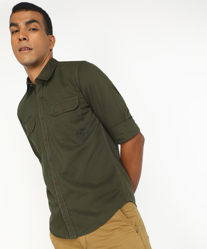 Pepe Jeans Men Solid Casual Green Shirt 