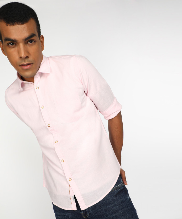 Pepe Jeans Men Solid Casual Pink Shirt 