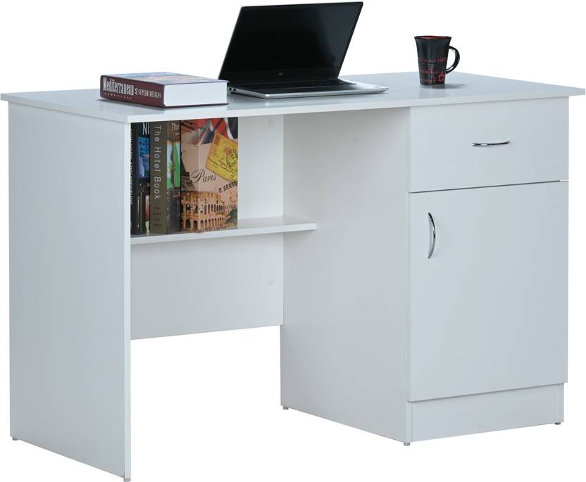DeckUp Hermes White Engineered Wood Office Table Price in India Buy