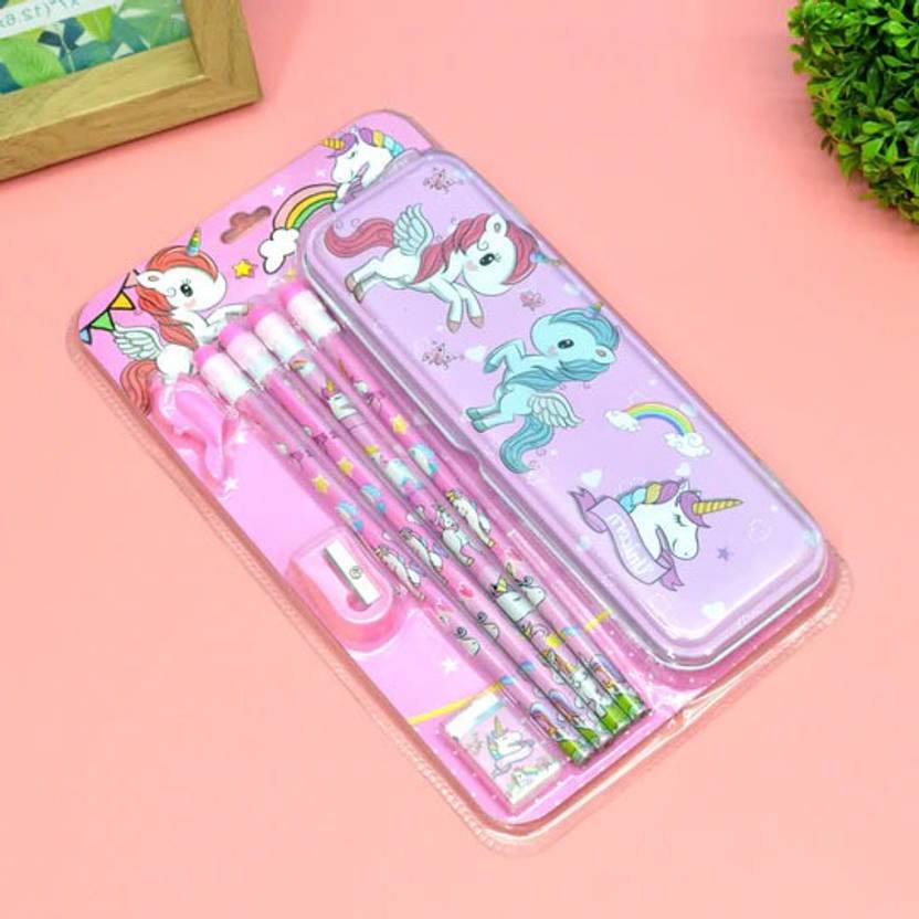 Dilurban New Pink Stationery Kit for Kids Combo with