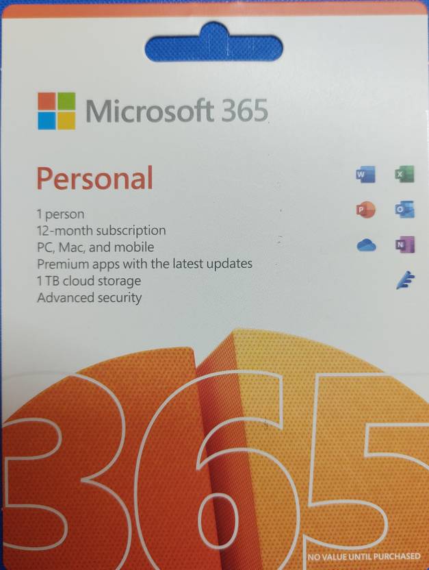 MICROSOFT Office 365 Personal 1 Person 12 Month Subscription 2021 PC