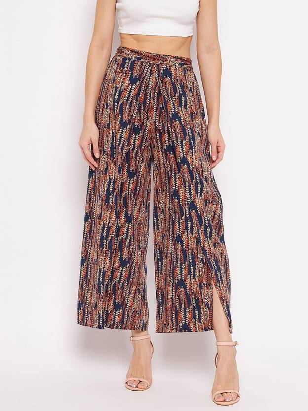 PURYS Women Regular Fit Dark Blue Viscose Rayon Trousers