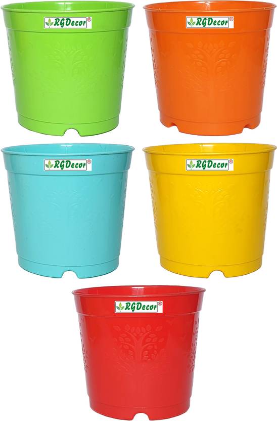 RGDECOR 5 Nursery Plastic Planters 6 Inches Flower Pot Plastic