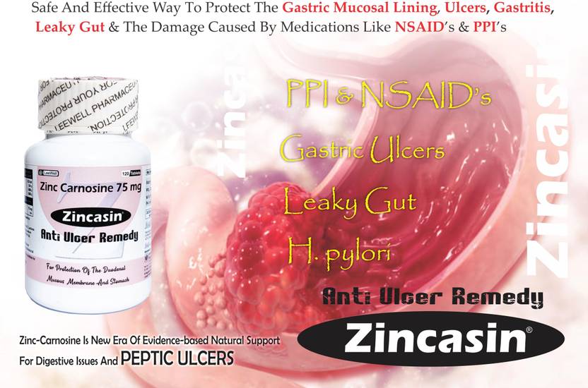 zincasin Zinc Carnosine 75mg for Gastric mucosa Lining Protection