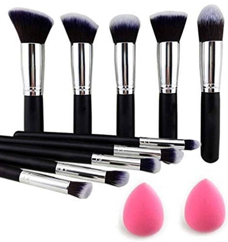 Belgium Beauty Makeup Brush Kit with Blender Sponge - Makeup Brushes Set (10pcs, Rendom Colour)