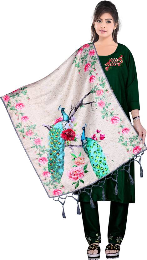 Bloviate Silk Blend Printed, Self Design, Polka Print Women Dupatta