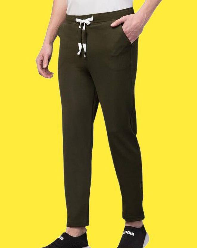 AMFABRICS Men Solid Olive Track Pants