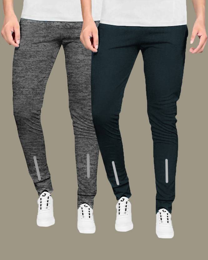 [Size S] FastColors Pack of 2 Men Colorblock Blue, Dark Green Track Pants