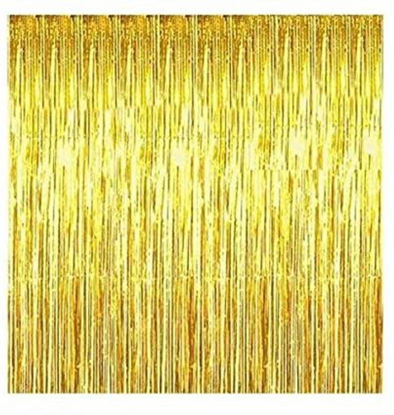 LUXZURYDSP Backdrop Foil Curtain for Birthday Decorations (Golden Pack