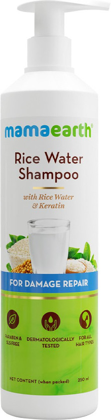 Mamaearth Rice Water Shampoo With & Keratin For Damaged, Dry and