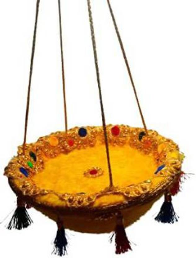 Kanha Laddu ji swing Basket/ Jhula for Krishna ji decorated with Dori