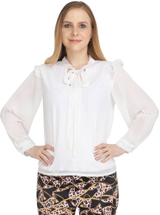 Jakanary Casual Solid Women White Top