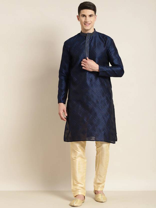 SOJANYA Woven Design Silk Blend Straight Kurta for Men