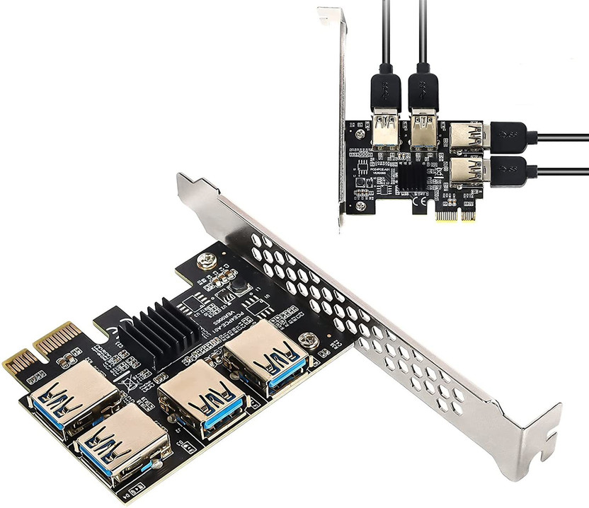 PCI-E 1x To 16x Riser Card PCI-Express 1 To 4 Slot PCIe USB3.0 Adapter