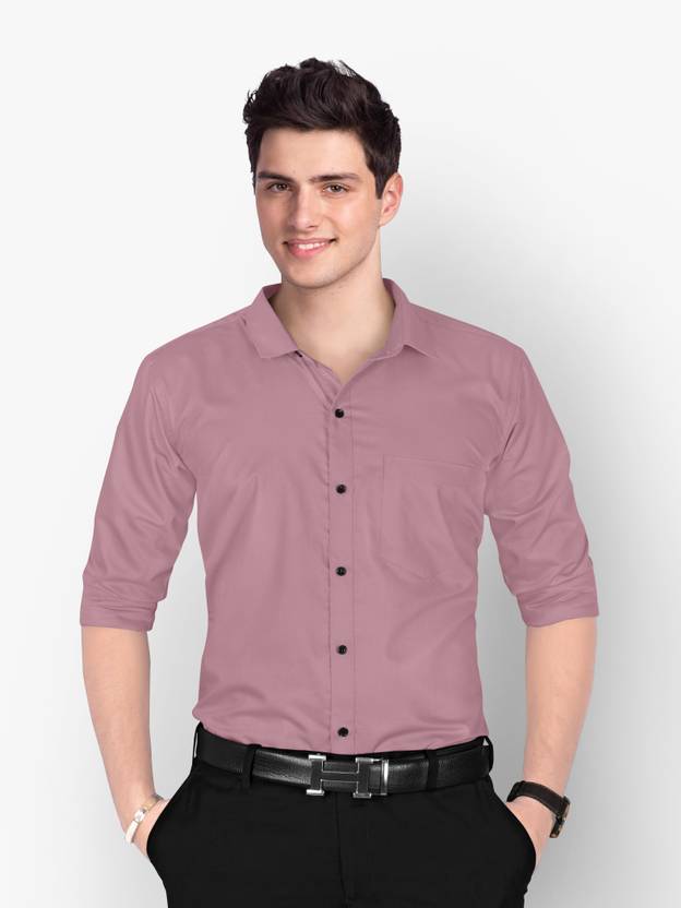Men Slim Fit Solid Spread Collar Formal Shirt