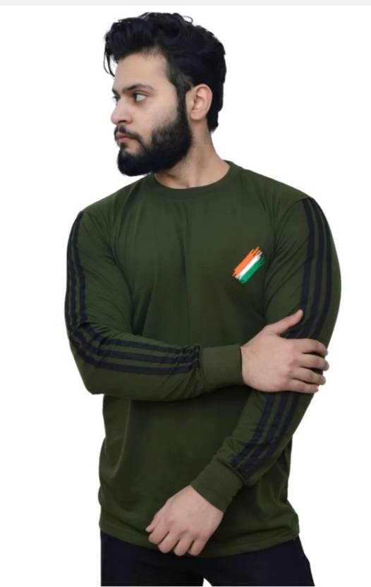 [Size M] PRINJAL Men Military Camouflage Round Neck Cotton Blend Green T-Shirt