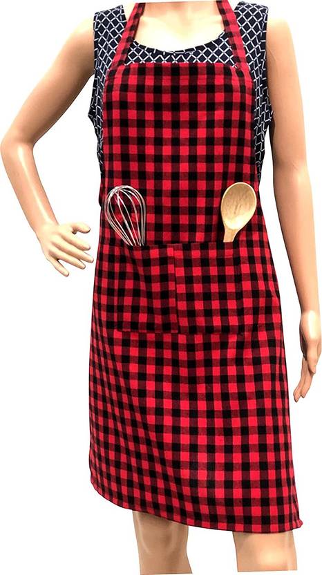 Feather Green Cotton Home Use Apron - Free Size