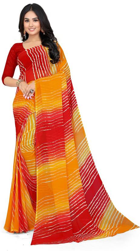 Pemal Designer Printed Leheria Georgette Saree