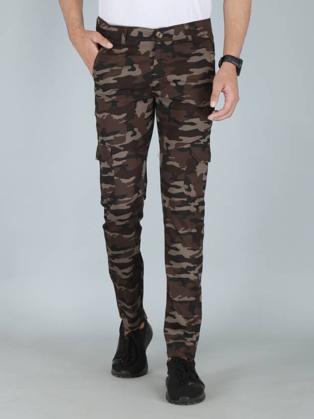 [Sizes ] FUBAR Men Slim Fit Brown Cotton Blend Trousers