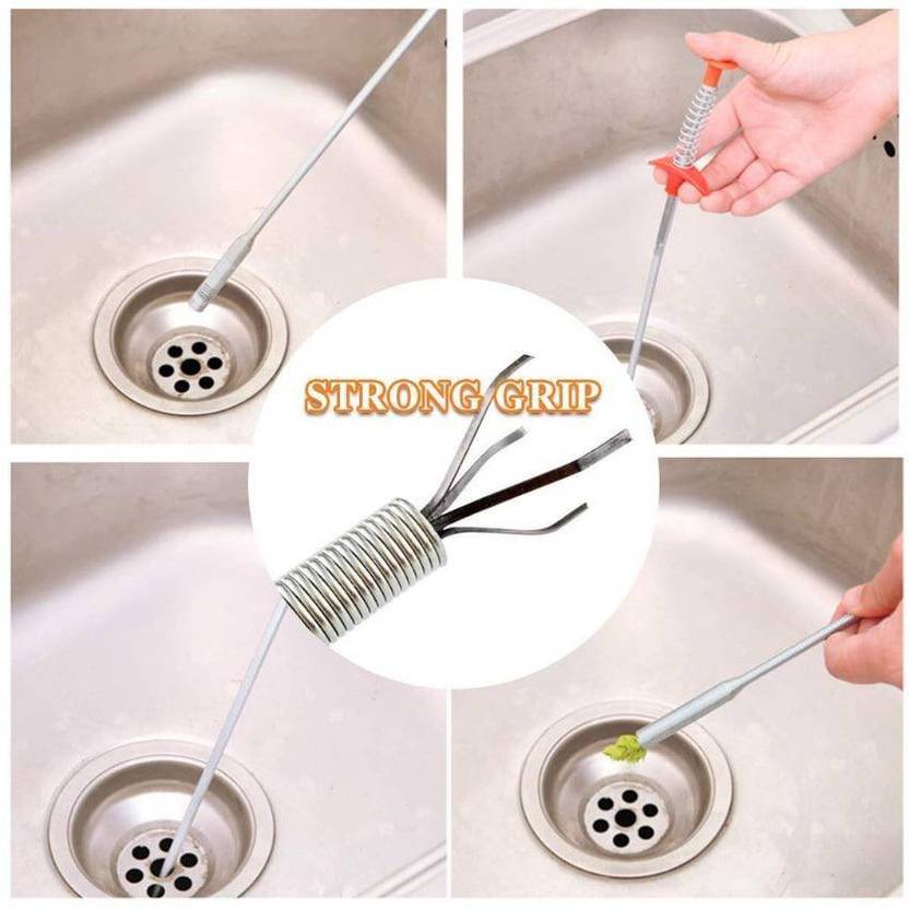 BHAUTIKSALES Sink Cleaning Stick, Hair Catching Drain Pipe Cleaning Claw Wire (60 CM) Crystal Drain Opener