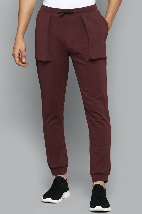 [Sizes 30, 32, 34] Allen Solly Men Solid Maroon Track Pants