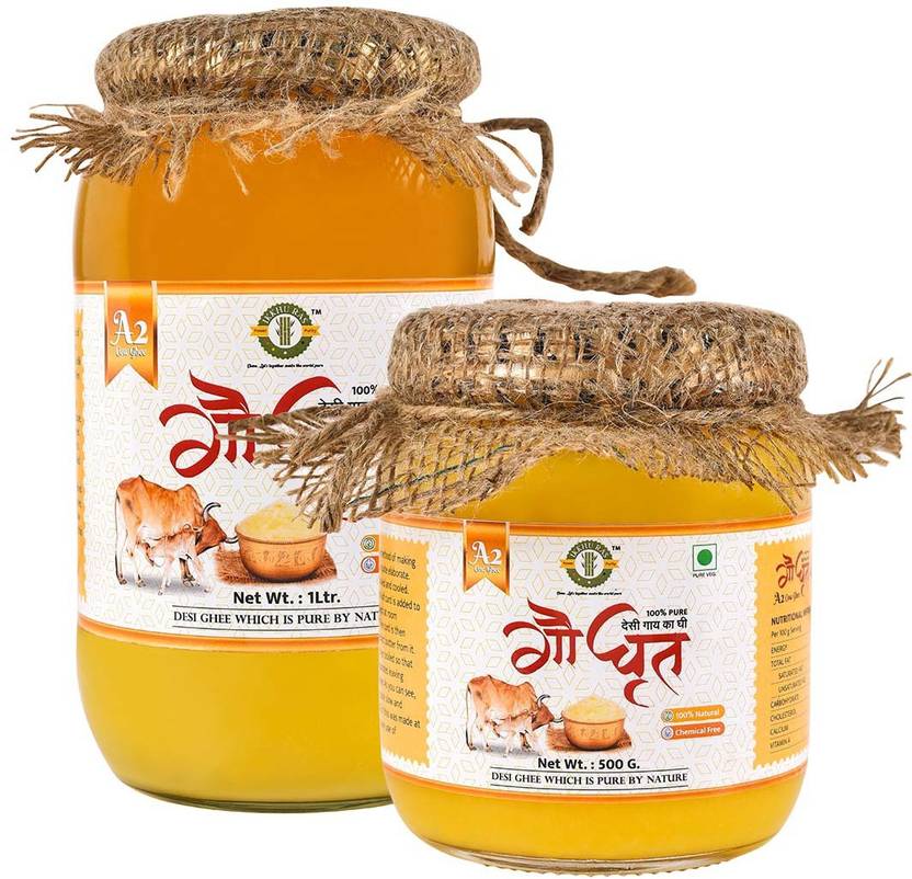 Ikkhu Ras Pure A2 Ghee combo box of 1 ltr with 500ml Desi A2 Cow