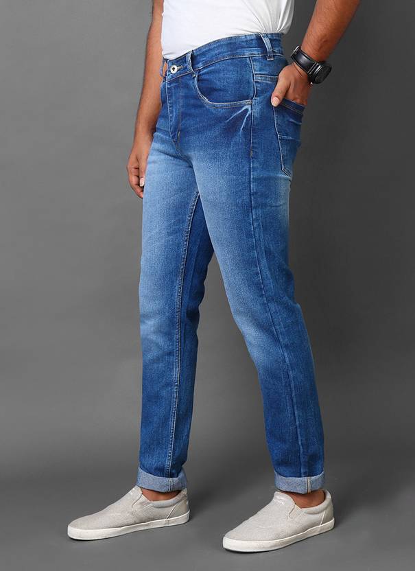 Men Slim Mid Rise Light Blue Jeans