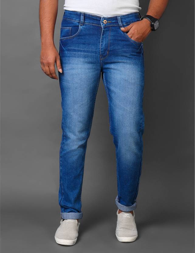Men Slim Mid Rise Light Blue Jeans
