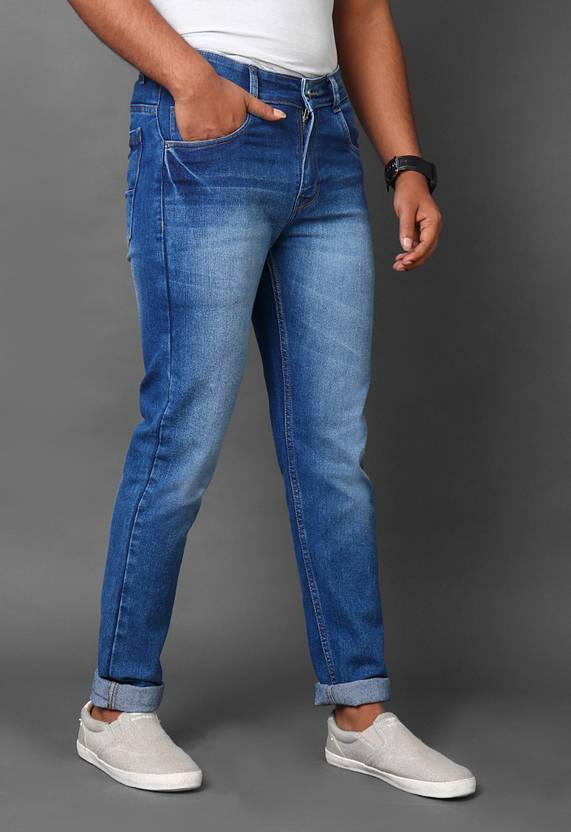 Men Slim Mid Rise Light Blue Jeans